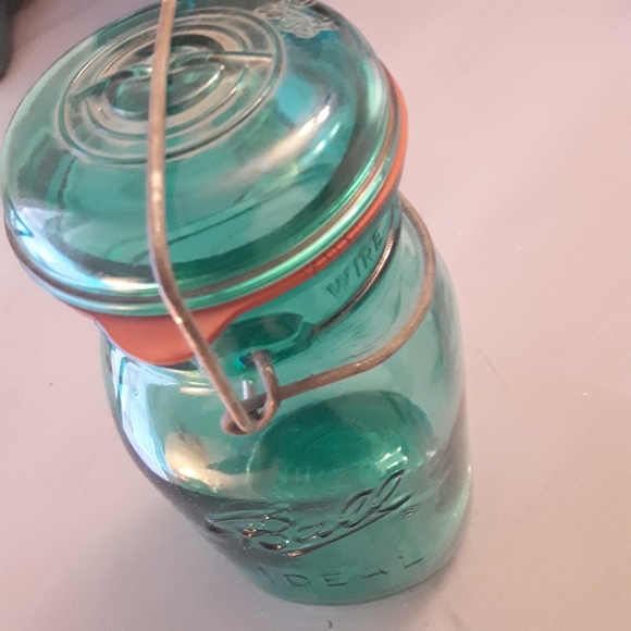 Ball Mason Jar Teal Blue Glass with Lid Wide Mouth - Picture 2 of 16